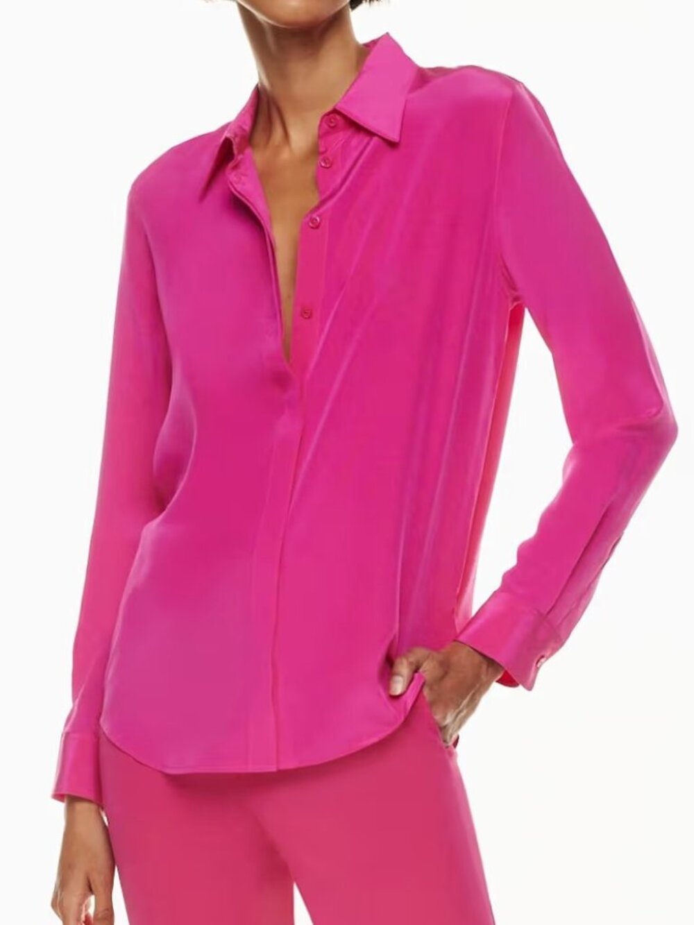 Aritzia Babaton Essential Silk Shirt in Granita Pink Large - Picture 1 of 10